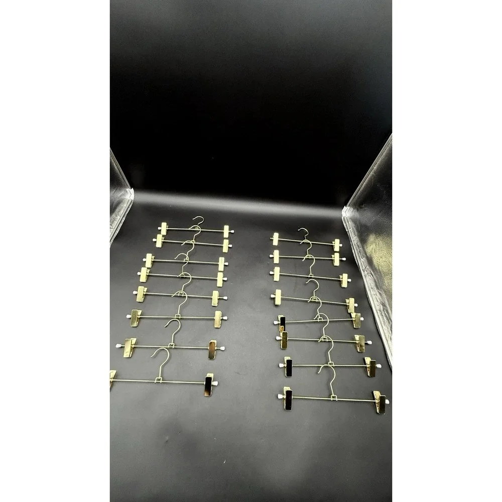 16 Pack Shiny Gold 12 Inch Metal Pants Skirts Hanger, Sturdy for Slacks Trous...